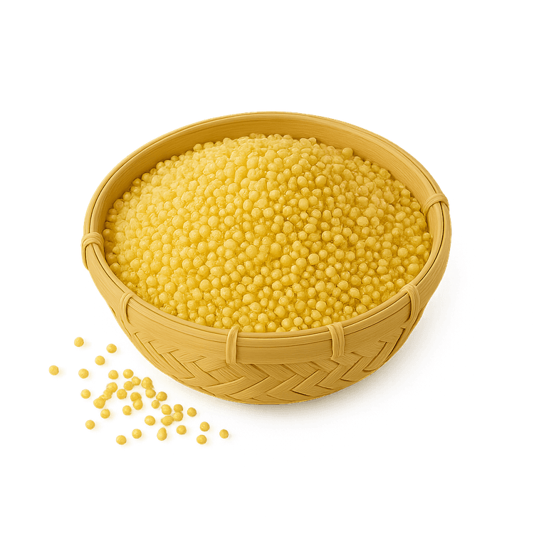 Pure Millet Grains in Woven Basket